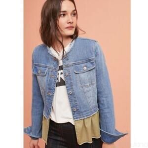 NEW Anthropologie Pilcro Flounced Denim Jacket Size Small